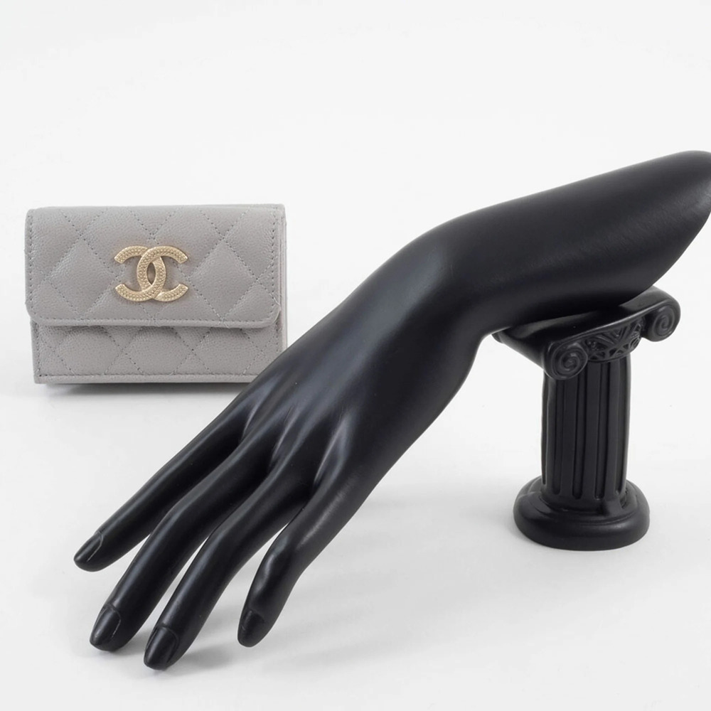 CHANEL Authentic Gray Caviar Leather Wallet - Picture 11 of 16